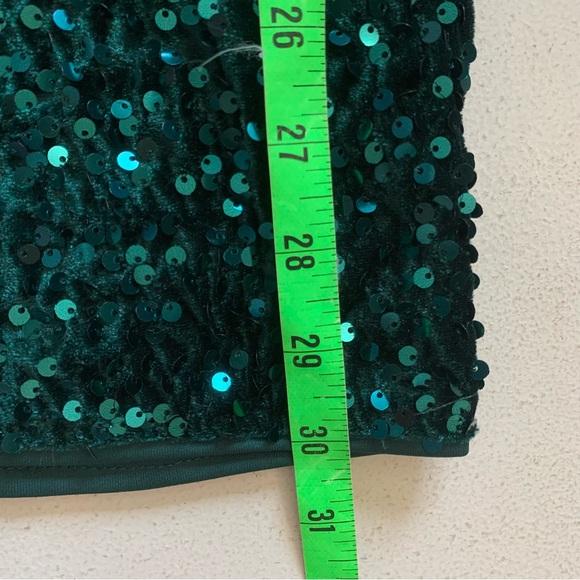 Lulus XS Marvelous Radiance Emerald Sequin Cutout Long Sleeve Mini Dress NWT - Picture 16 of 17